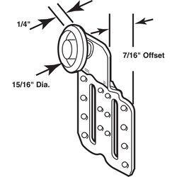Prime-Line 15/16 in. D X 1/4 in. L Mill Plastic/Steel Roller Assembly 2 pk