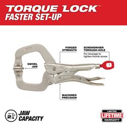 Milwaukee Torque Lock 3-1/2 in. X 4 in. D Locking C-Clamp with Swivel Pads 400 lb 1 pc
