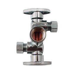 Keeney 1/2 in. FIP in. X 3/8 in. Compression Brass Dual Shut-Off Valve