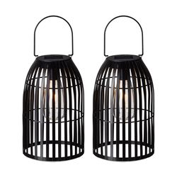 Glitzhome Black LED Solar Lantern