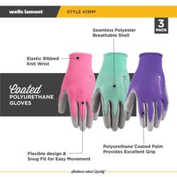 Wells Lamont Women's Outdoor Grip Gloves Assorted S 3 pk