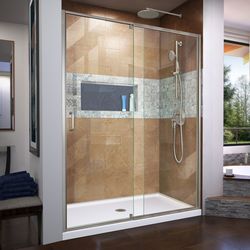 DreamLine Flex 72 in. H X 56-60 in. W Brushed Nickel Semi-Frameless Shower Door