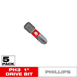 Diablo Phillips #3 X 1 in. L Driver Bit Black Oxide 5 pk
