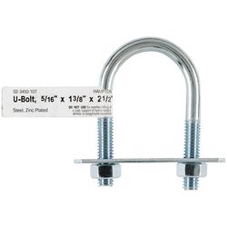 Hampton 5/16 in. X 1-3/8 in. W X 2-1/2 in. L Coarse Zinc-Plated Steel U-Bolt
