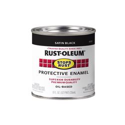 Rust-Oleum Stops Rust Indoor and Outdoor Satin Black Oil-Based Enamel Protective Paint 0.5 pt