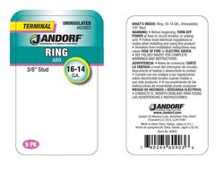 Jandorf 16-14 Ga. Uninsulated Wire Ring Terminal Silver 5 pk