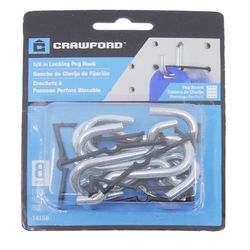 Crawford Zinc Plated Black/Silver Steel 0.6 in. Peg Hooks 1 pk
