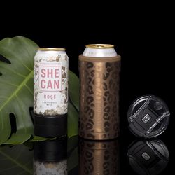 BruMate Hopsulator 16 oz Trio Gold Leopard BPA Free Can Insulator