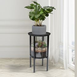Panacea 20 H Black Glass/Metal Plant Stand