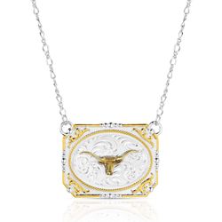 Montana Silversmiths Women's Western Buckle with Longhorn Necklace