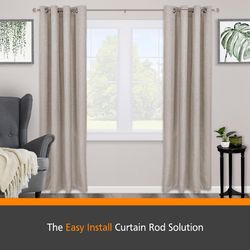 Kenney Fast Fit Pewter Silver Modern/Contemporary Curtain Rod 66 in. L X 120 in. L