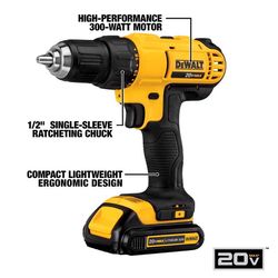 DEWALT 20V MAX Cordless Brushed 2 Tool Compact Drill and Impact Driver Kit