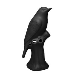 Chive Modern 9 in. H X 4 in. L Glazed Black Porcelain Bird Flower Vase