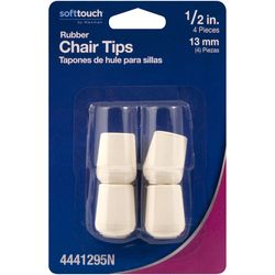 Softtouch Rubber Leg Tip White Round .5 in. W X 1.25 in. L 4 pk