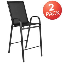 Flash Furniture Brazos Series Black Steel Frame Modern Chair Set