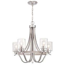 Westinghouse Barnwell Antique Ash and Brushed Nickel Silver 5 lights Chandelier