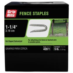 Grip-Rite No. 9 X 1/4 in. W X 1-1/4 in. L Hot-Dipped Galvanized Steel Fence Staples 9 Ga. 5 lb
