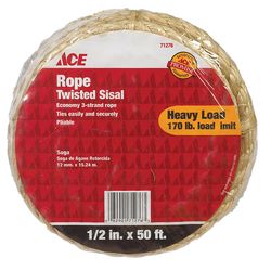 Ace 1/2 in. D X 50 ft. L Tan Twisted Sisal Rope