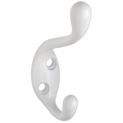 National Hardware 2.35 in. L White Zinc Upscale Heavy Duty Garment Hook 75 lb. cap. 1 pk