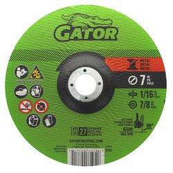 Gator 7 in. D X 7/8 in. X 1/16 in. thick Aluminum Oxide Type 27 Metal Cut-Off Blade 1 pk
