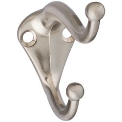 National Hardware 2.75 in. L Satin Nickel Silver Zinc Coat/Hat Hook 35 lb. cap. 1 pk