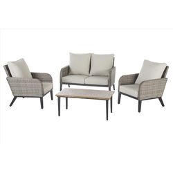 Living Accents Dayton 4 pc Gray Steel Deep Seating Set White