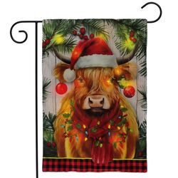 Briarwood Lane Holiday Highland Cow LED Garden Flag