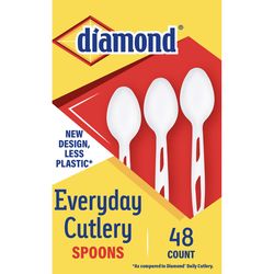 Diamond White Plastic Heavy Duty Spoons 48 pk
