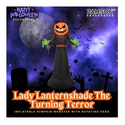 Pamson 12 ft. LED Prelit Lady Lanternshade The Turning Terror Inflatable