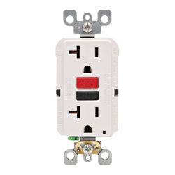 Leviton SmartlockPro 20 amps 125 V Duplex White GFCI Outlet 5-20R 1 pk