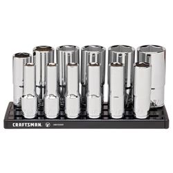 Craftsman V-Series 3/8 in. drive S SAE 6 Point Deep Socket Set 12 pc