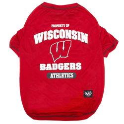Pets First Team Color Wisconsin Badgers Dog T-Shirt Large