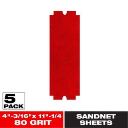 Diablo SandNet 11-1/4 in. L X 4-3/16 in. W 80 Grit Ceramic Blend Sanding Sheet 5 pk