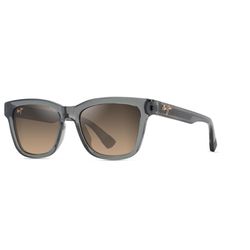 Maui Jim Hanohano Sunglasses Unisex Shiny Trans Dark Grey Frame HCL Bronze Lens Polarized