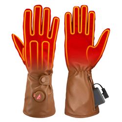 ActionHeat M Leather Heated Leather Tan Gloves