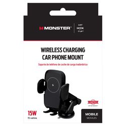 Monster Just Hook It Up Black Wireless Cell Phone Car Mount For Universal