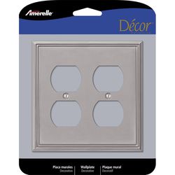 Amerelle Metro Brushed Nickel 2 gang Die-Cast Metal Duplex Wall Plate 1 pk