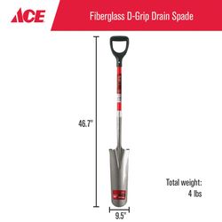 Ace 45.75 in. Steel Round Drain Spade Fiberglass Handle