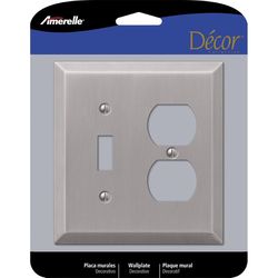 Amerelle Century Brushed Nickel 2 gang Stamped Steel Duplex/Toggle Wall Plate 1 pk