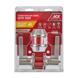 Ace Flat Lever Satin Nickel Entry Lever and Deadbolt Set KW1 1-3/4 in.