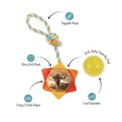 Pet Shop by Fringe Studio For Dog Multicolored Plush Sun-Day I-'m In Love Dog Toy