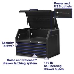 Montezuma 36.6 in. 4 drawer Steel Tool Chest 25 in. H X 24.6 in. D