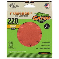Gator 5 in. Aluminum Oxide Hook and Loop Sanding Disc 220 Grit Extra Fine 15 pk
