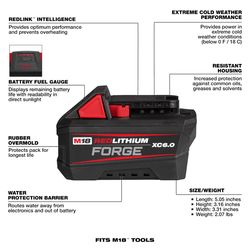 Milwaukee M18 REDLITHIUM FORGE 6 Ah Lithium-Ion Battery and Charger 2 pc