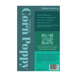 Chive Shido Seed Co Corn Poppy Seeds 1 pk