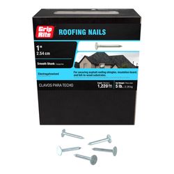 Grip-Rite 1 in. Roofing Electro-Galvanized Steel Nail Flat Head 5 lb