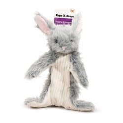 HuggleHounds X-Brace For Dog Gray/White Plush Birch Bunny Dog Toy 1 pk