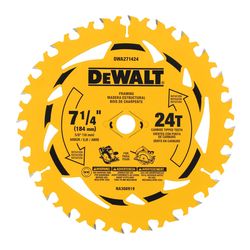 DEWALT 7-1/4 in. D X 5/8 in. Tungsten Carbide Tipped Circular Saw Blade Set 24 teeth 2 pk