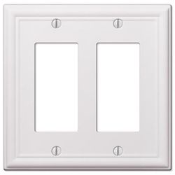 Amerelle Chelsea White 2 gang Stamped Steel Decorator Wall Plate 1 pk