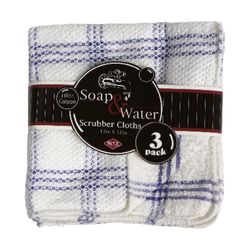 Ritz Soap&Water Blue Cotton Check Dish Cloth 3 pk